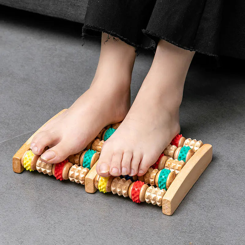 Wooden Large Roller Foot Massage Tool with Engraving
