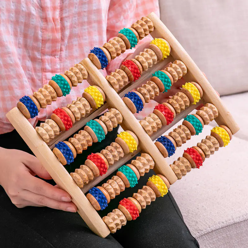 Wooden Large Roller Foot Massage Tool with Engraving