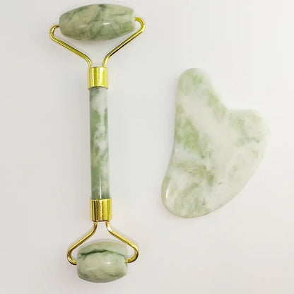 110g Xiu Yu White Jade Facial Roller Gua Sha Set